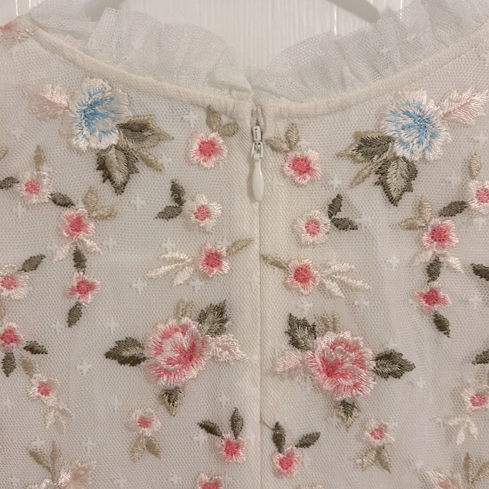 Ivy City Co White Floral Embroidered Lillian Tulle Midi Dress NWT Size Large - Picture 10 of 13